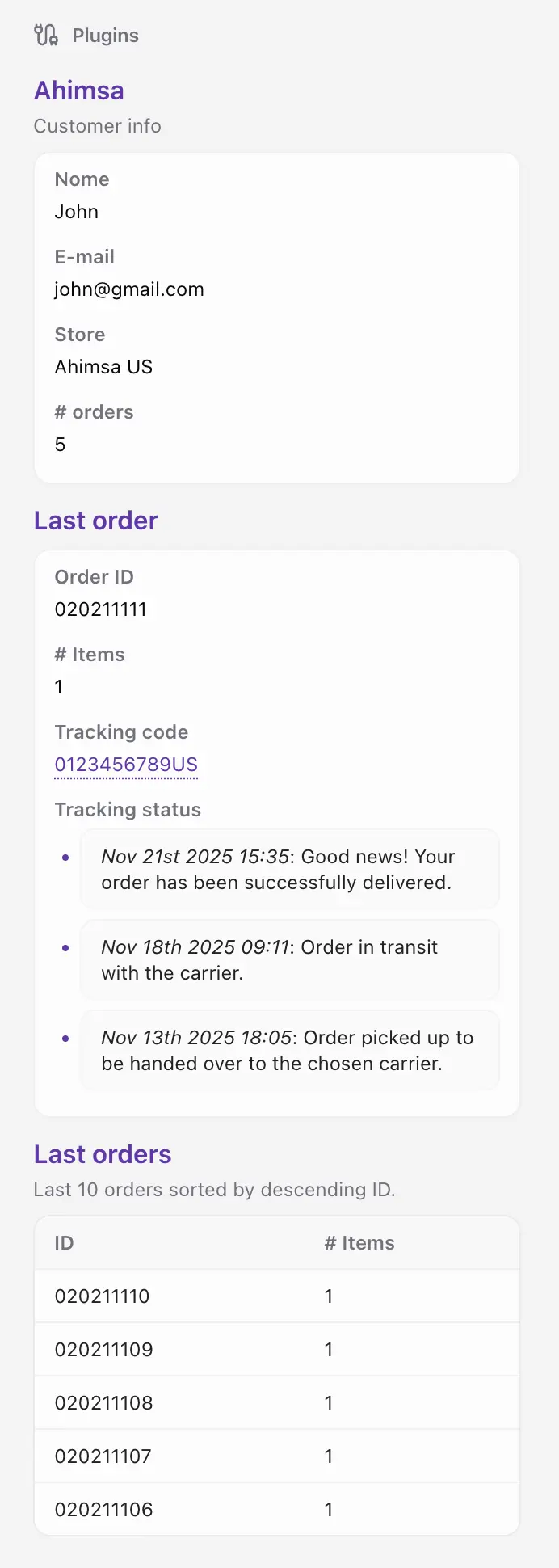 Ahimsa support inbox in initdesk showing AI-drafted replies and auto-tags