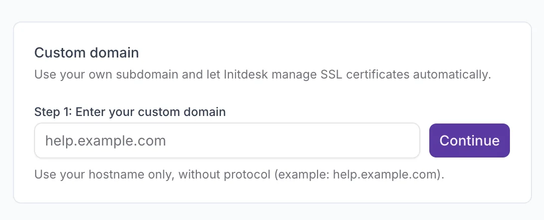 Help Center custom domain setup